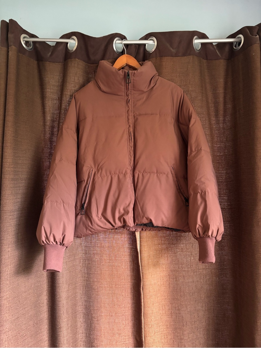 Brown Puffer Jacket -  Cropped Quilted Coat
